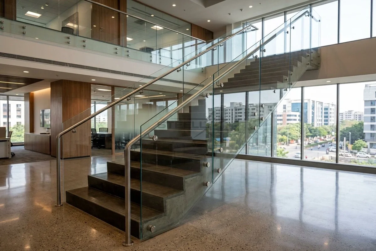 Glass railing design 2 in Dehradun by STEELLY