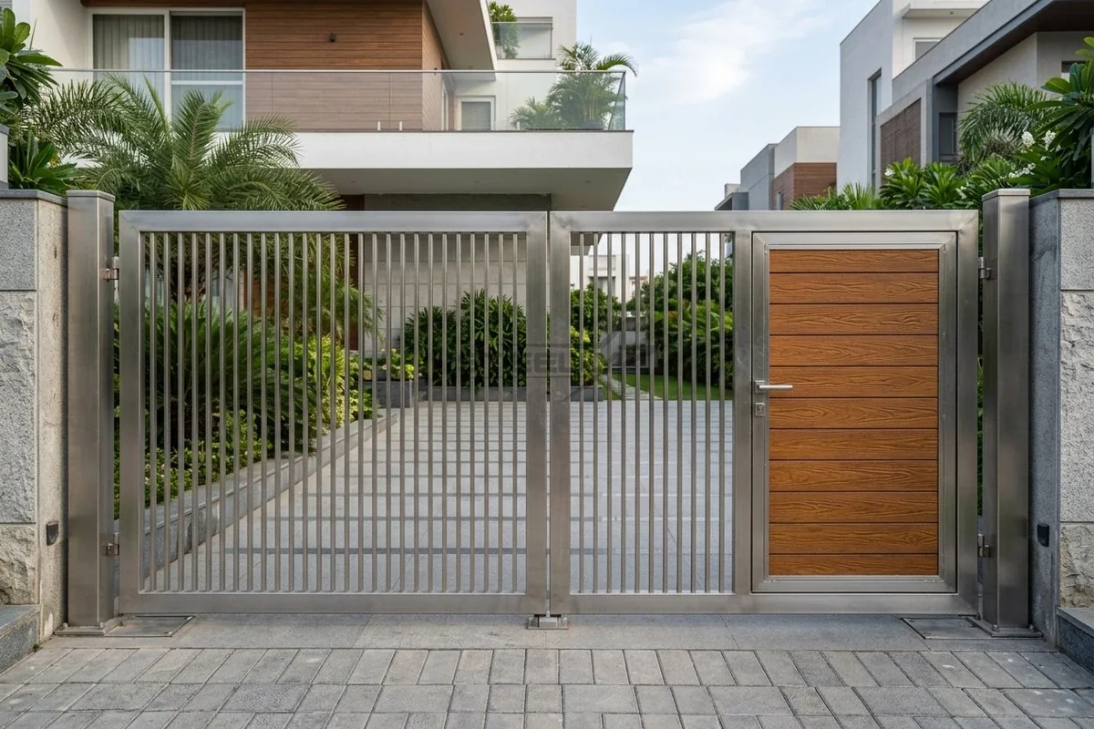 Stainless steel main gate in Dehradun by STEELLY – photo 1