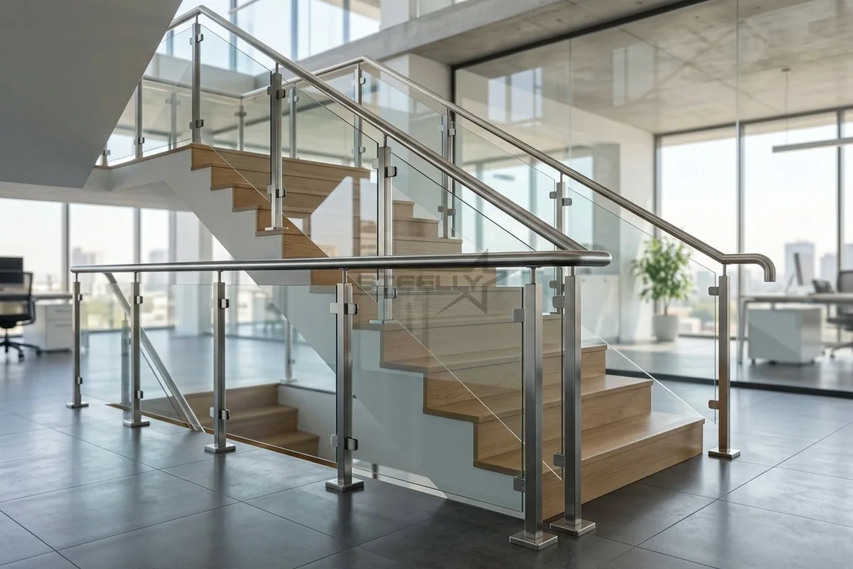 Glass and stainless steel railing project installed in Dehradun by STEELLY – photo 2